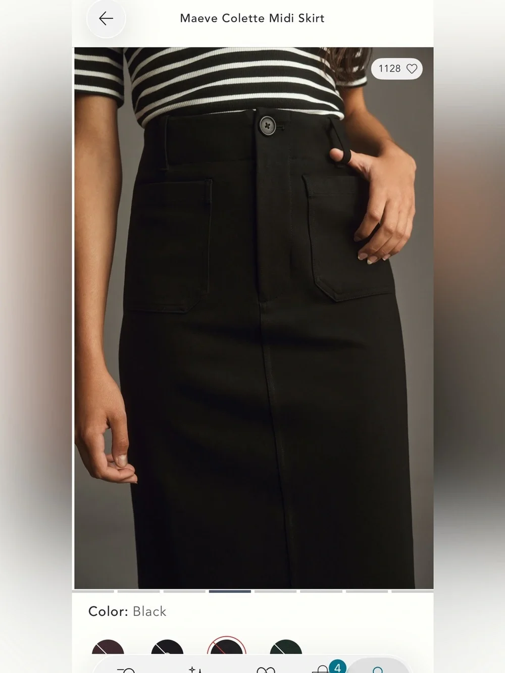 Anthropologie Maeve Colette Pencil Skirt Black Ponte XXS